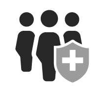 group of three people with medical shield - group health